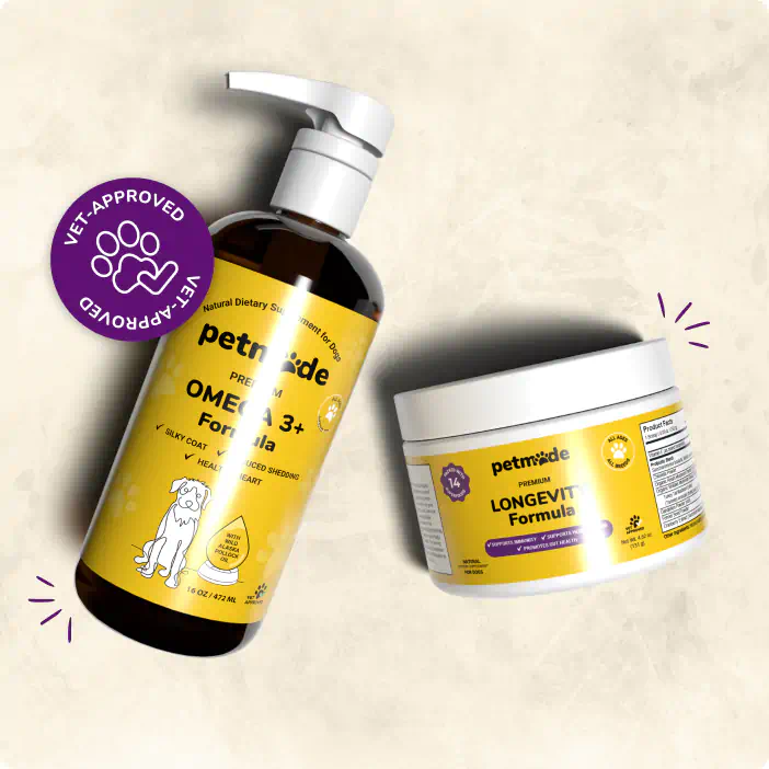 PetMade Omega 3+ Formula and Longevity Formula — natural heart supplements for dogs