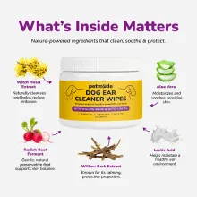 PetMade® Dog Ear Cleaner Wipes with key ingredients