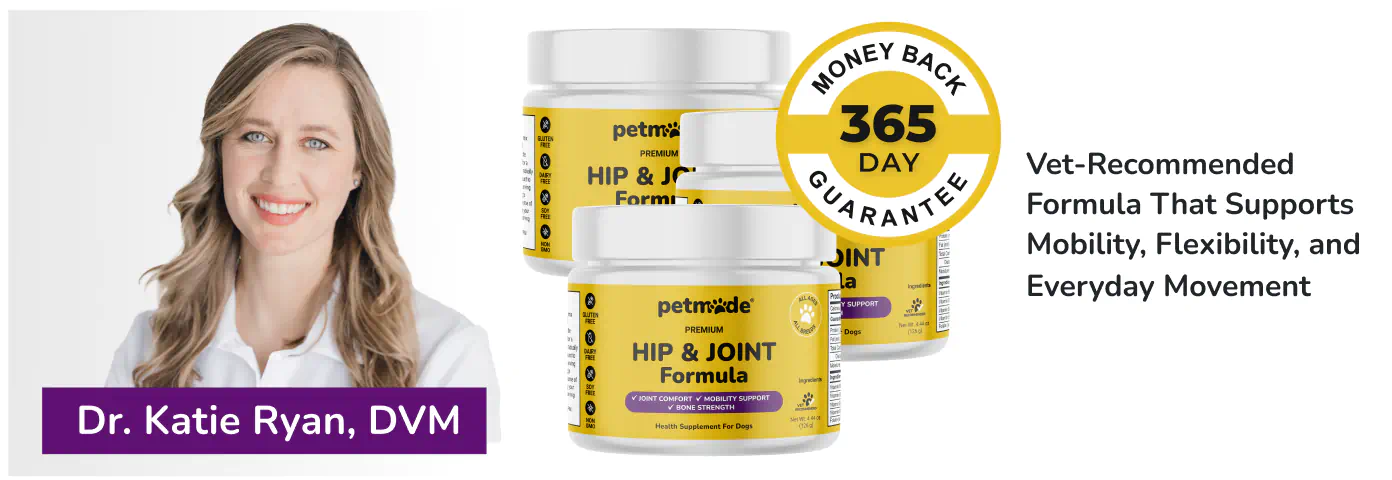 PetMade Hip and Joint banner with Dr. Katie Ryan