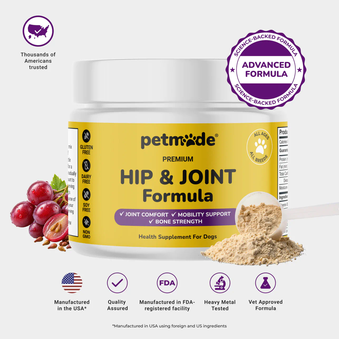 A jar of PetMade Hip & Joint Formula