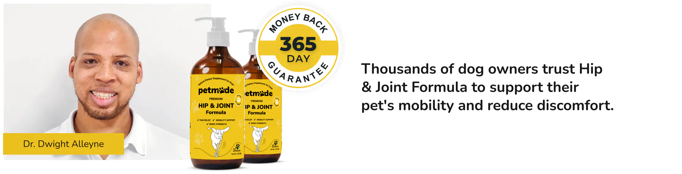 PetMade Hip & Joint banner with Dr. Dwight Alleyne