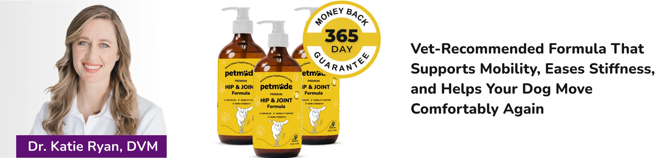 PetMade Hip and Joint banner with Dr. Katie Ryan