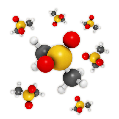 Molecular structure model of Methylsulfonylmethane (MSM)