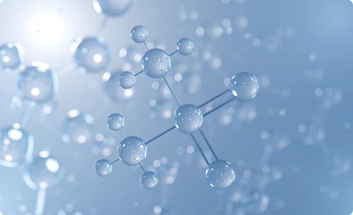 Abstract 3D rendering of transparent molecular structure