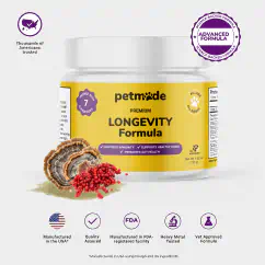 A jar of PetMade Longevity Formula