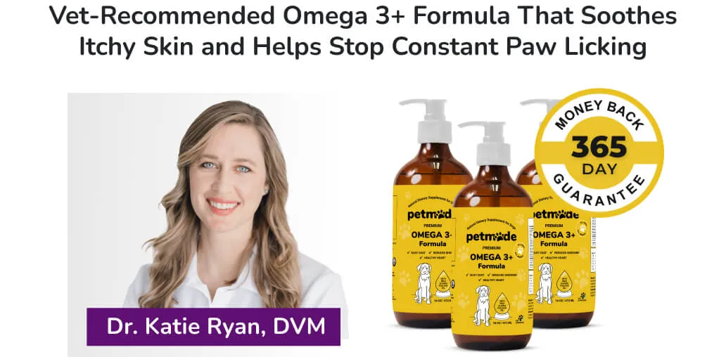 PetMade Omega 3+ banner with Dr. Katie Ryan