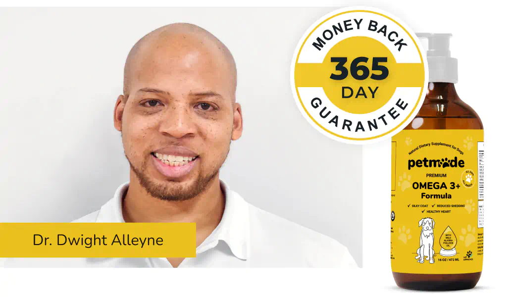 PetMade Omega 3+ banner with Dr. Dwight Alleyne