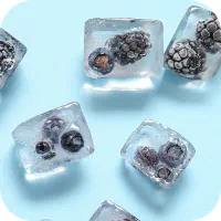 Frozen berry ice cubes for a cooling dog treat