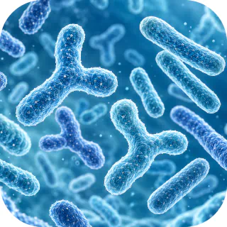Microscopic view of live probiotic bacteria