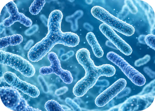Microscopic view of live probiotic bacteria