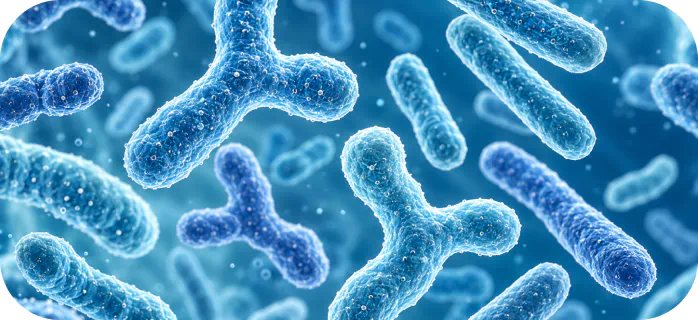 Microscopic view of live probiotic bacteria