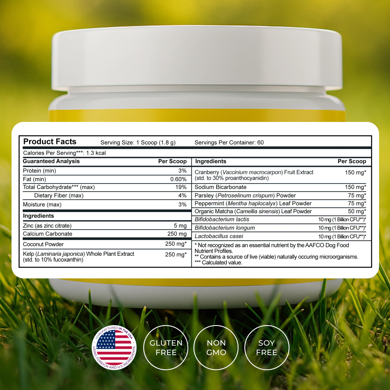 PetMade Oral Care+ guaranteed analysis and ingredients panel